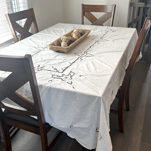 Vintage European Linen Embroidery Cutwork Table Cloth 93” x 126” - Picture 1 of 16